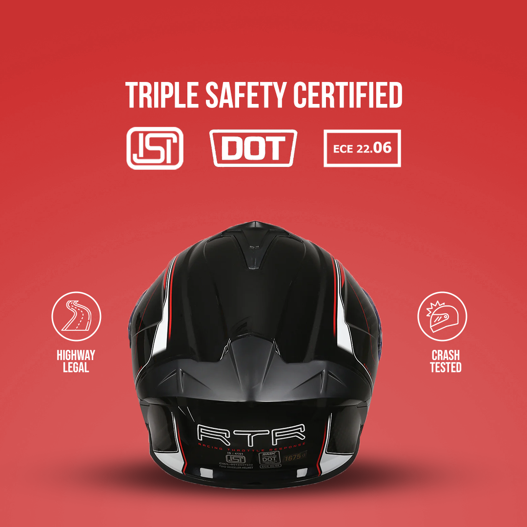 TVS Racing Hurricane Helmet Full-Face, Aerodynamic Design